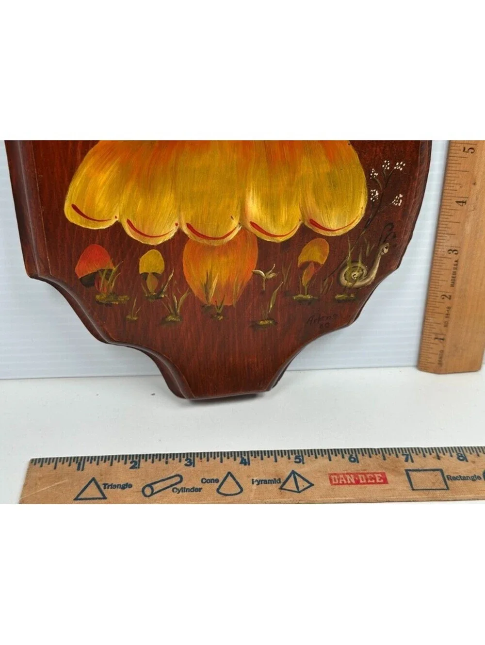 Vintage Wood Wall Art Ladybug Mushrooms Hanging hand panted Snail Floral Fall